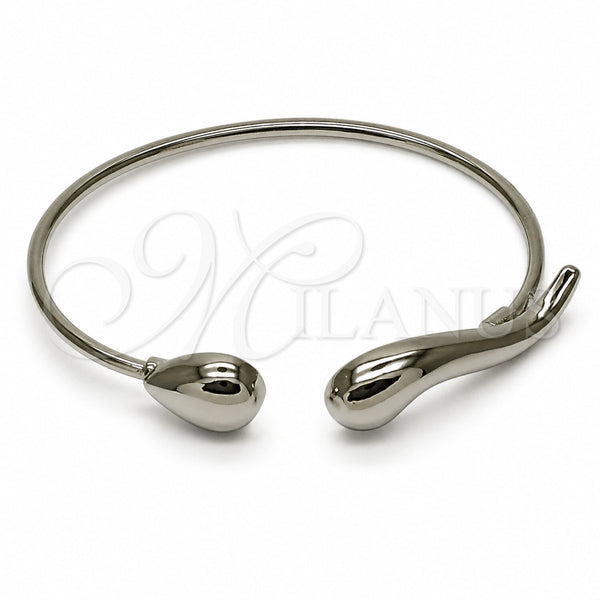 Aro Individual 07.282.0106 Rodio Laminado, Diseño de Gota, Pulido, Rodinado (Grosor 02.5 MM, Talla Unica)