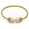 Aro Individual 07.282.0107 Oro Laminado, Diseño de Gota, con Perla Marfil, Diamantado, Tono Dorado (Grosor 02.8 MM, Talla Unica)
