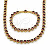 Collar y Pulsera 06.282.0011.18 Oro Laminado, Diseño de Corazón, con Zirconia Cubica Granate, Pulido, Tono Dorado
