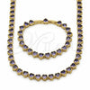 Collar y Pulsera 06.282.0011.2.18 Oro Laminado, Diseño de Corazón, con Zirconia Cubica Amatista, Pulido, Tono Dorado
