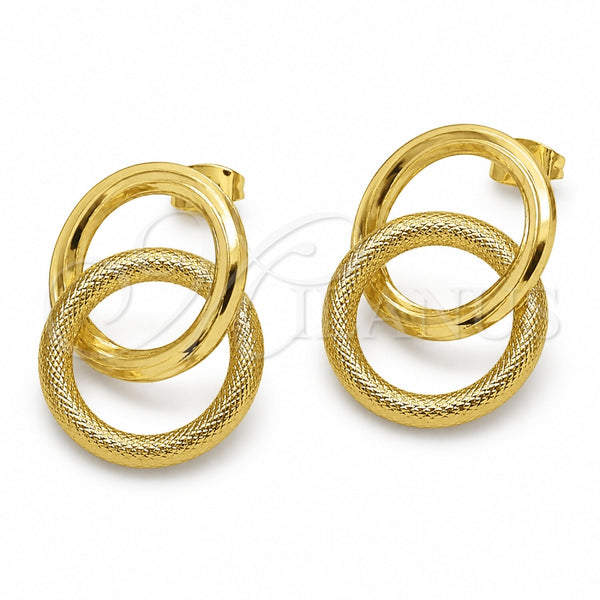Arete Dormilona 02.282.0190 Oro Laminado, Diamantado, Tono Dorado