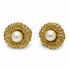 Arete Dormilona 02.282.0193 Oro Laminado, Diseño de Flor, con Perla Marfil, Pulido, Tono Dorado