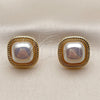 Arete Dormilona 02.282.0195 Oro Laminado, con Perla Marfil, Pulido, Tono Dorado