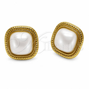 Arete Dormilona 02.282.0195 Oro Laminado, con Perla Marfil, Pulido, Tono Dorado