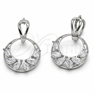 Arete Colgante 02.282.0197 Rodio Laminado, Diseño de Gota, con Zirconia Cubica Blanca, Pulido, Rodinado