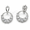 Arete Colgante 02.282.0197 Rodio Laminado, Diseño de Gota, con Zirconia Cubica Blanca, Pulido, Rodinado