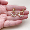 Arete Colgante 02.282.0197.1 Oro Laminado, Diseño de Gota, con Zirconia Cubica Blanca, Pulido, Tono Dorado