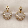 Arete Colgante 02.282.0197.1 Oro Laminado, Diseño de Gota, con Zirconia Cubica Blanca, Pulido, Tono Dorado