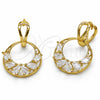 Arete Colgante 02.282.0197.1 Oro Laminado, Diseño de Gota, con Zirconia Cubica Blanca, Pulido, Tono Dorado
