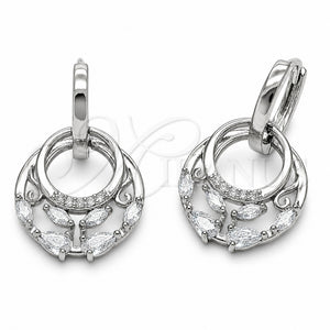 Arete Colgante 02.282.0198 Rodio Laminado, Diseño de Gota, con Zirconia Cubica Blanca, Pulido, Rodinado