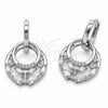Arete Colgante 02.282.0198 Rodio Laminado, Diseño de Gota, con Zirconia Cubica Blanca, Pulido, Rodinado