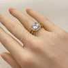 Anillo Multi Piedra 01.282.0020 Oro Laminado, Diseño de Cluster, con Zirconia Cubica Blanca, Pulido, Tono Dorado (Talla Unica)