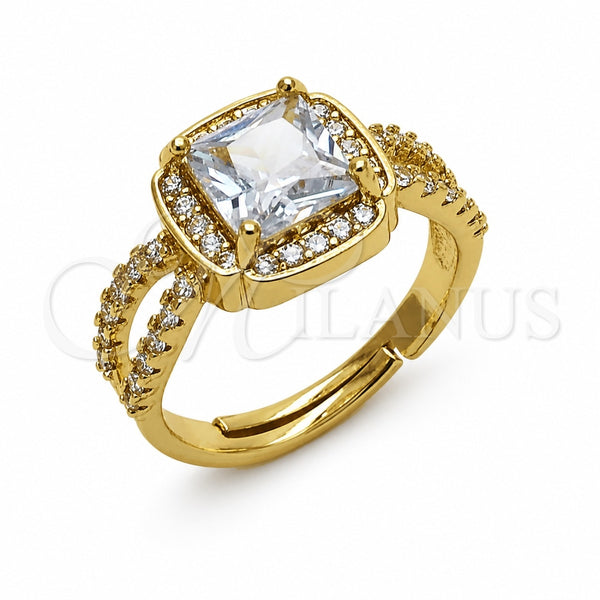 Anillo Multi Piedra 01.282.0020 Oro Laminado, Diseño de Cluster, con Zirconia Cubica Blanca, Pulido, Tono Dorado (Talla Unica)