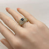 Anillo Multi Piedra 01.282.0021 Oro Laminado, Diseño de Cluster, con Zirconia Cubica Negro y Blanca, Pulido, Tono Dorado (Talla Unica)