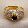 Anillo Multi Piedra 01.282.0021 Oro Laminado, Diseño de Cluster, con Zirconia Cubica Negro y Blanca, Pulido, Tono Dorado (Talla Unica)