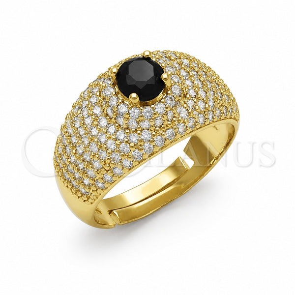 Anillo Multi Piedra 01.282.0021 Oro Laminado, Diseño de Cluster, con Zirconia Cubica Negro y Blanca, Pulido, Tono Dorado (Talla Unica)