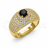 Anillo Multi Piedra 01.282.0021 Oro Laminado, Diseño de Cluster, con Zirconia Cubica Negro y Blanca, Pulido, Tono Dorado (Talla Unica)