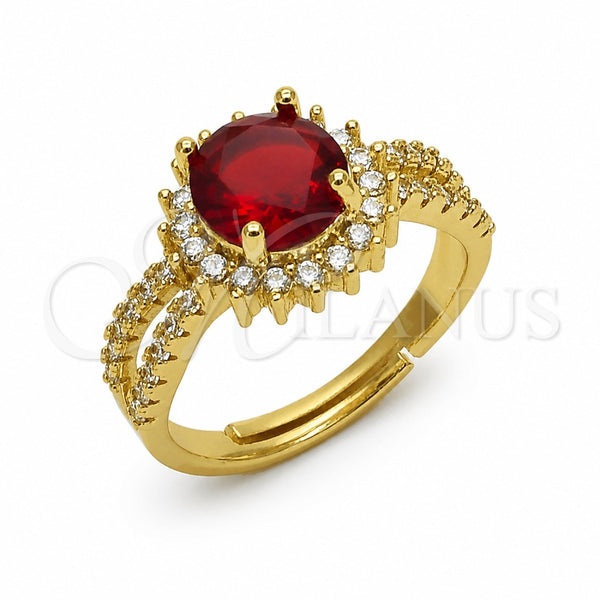 Anillo Multi Piedra 01.282.0006.1 Oro Laminado, Diseño de Cluster, con Zirconia Cubica Blanca y Granate, Pulido, Tono Dorado (Talla Unica)