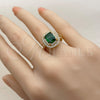 Anillo Multi Piedra 01.282.0022 Oro Laminado, Diseño de Cluster y Baguette, con Zirconia Cubica Verde y Blanca, Pulido, Tono Dorado (Talla Unica)