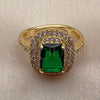 Anillo Multi Piedra 01.282.0022 Oro Laminado, Diseño de Cluster y Baguette, con Zirconia Cubica Verde y Blanca, Pulido, Tono Dorado (Talla Unica)