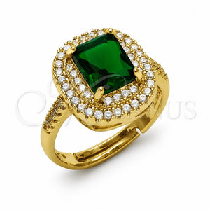 Anillo Multi Piedra 01.282.0022 Oro Laminado, Diseño de Cluster y Baguette, con Zirconia Cubica Verde y Blanca, Pulido, Tono Dorado (Talla Unica)