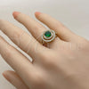 Anillo Solitario 01.282.0023 Oro Laminado, Diseño de Cluster, con Zirconia Cubica Verde y Blanca, Pulido, Tono Dorado (Talla Unica)