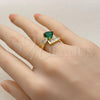 Anillo Multi Piedra 01.422.0001 Oro Laminado, Diseño de Corazón y Baguette, con Zirconia Cubica Verde y Blanca, Pulido, Tono Dorado (Talla Unica)