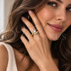Anillo Multi Piedra 01.282.0024 Oro Laminado, Diseño de Baguette, con Zirconia Cubica Blanca, Pulido, Tono Dorado (Talla Unica)