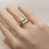 Anillo Multi Piedra 01.282.0024 Oro Laminado, Diseño de Baguette, con Zirconia Cubica Blanca, Pulido, Tono Dorado (Talla Unica)