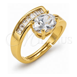 Anillo Multi Piedra 01.282.0024 Oro Laminado, Diseño de Baguette, con Zirconia Cubica Blanca, Pulido, Tono Dorado (Talla Unica)