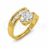 Anillo Multi Piedra 01.282.0024 Oro Laminado, Diseño de Baguette, con Zirconia Cubica Blanca, Pulido, Tono Dorado (Talla Unica)