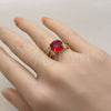 Anillo Multi Piedra 01.282.0025 Oro Laminado, Diseño de Cluster, con Zirconia Cubica Granate y Blanca, Pulido, Tono Dorado (Talla Unica)