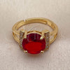 Anillo Multi Piedra 01.282.0025 Oro Laminado, Diseño de Cluster, con Zirconia Cubica Granate y Blanca, Pulido, Tono Dorado (Talla Unica)