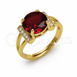 Anillo Multi Piedra 01.282.0025 Oro Laminado, Diseño de Cluster, con Zirconia Cubica Granate y Blanca, Pulido, Tono Dorado (Talla Unica)