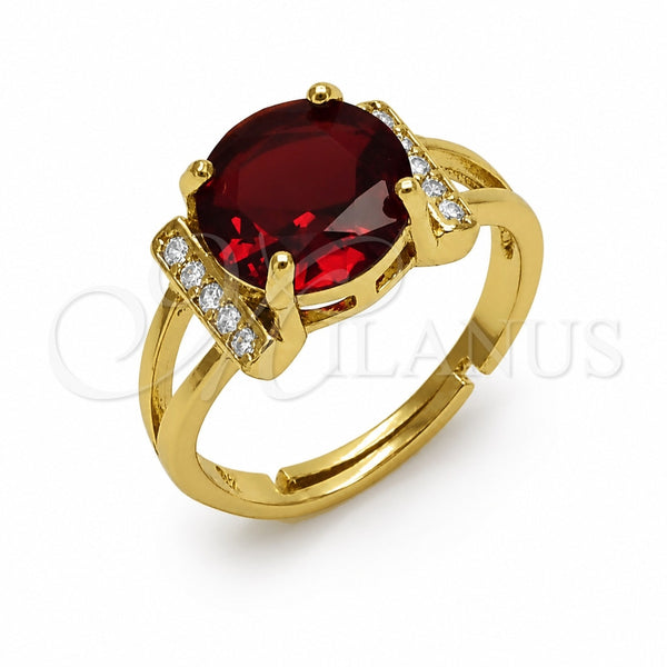 Anillo Multi Piedra 01.282.0025 Oro Laminado, Diseño de Cluster, con Zirconia Cubica Granate y Blanca, Pulido, Tono Dorado (Talla Unica)