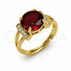 Anillo Multi Piedra 01.282.0025 Oro Laminado, Diseño de Cluster, con Zirconia Cubica Granate y Blanca, Pulido, Tono Dorado (Talla Unica)