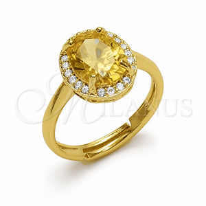 Anillo Multi Piedra 01.282.0026 Oro Laminado, Diseño de Cluster, con Zirconia Cubica Amarillo y Blanca, Pulido, Tono Dorado (Talla Unica)