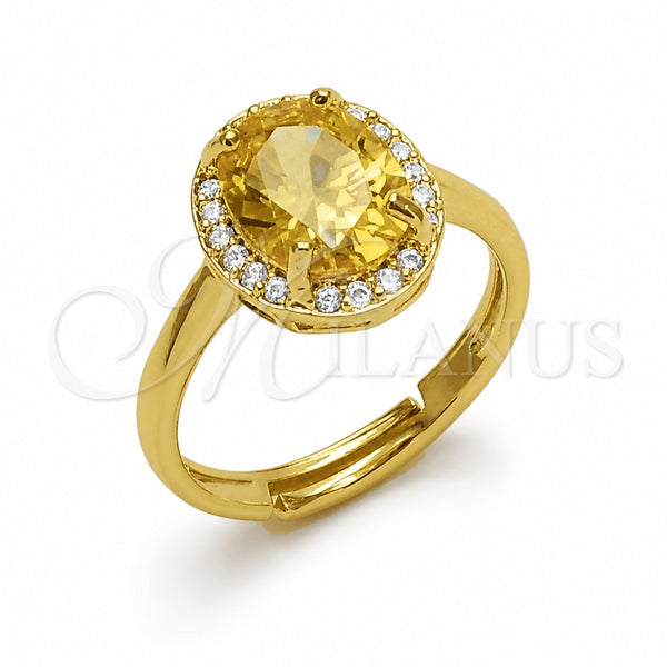Anillo Multi Piedra 01.282.0026 Oro Laminado, Diseño de Cluster, con Zirconia Cubica Amarillo y Blanca, Pulido, Tono Dorado (Talla Unica)
