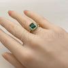 Anillo Multi Piedra 01.282.0027 Oro Laminado, Diseño de Cluster, con Zirconia Cubica Verde y Blanca, Pulido, Tono Dorado (Talla Unica)