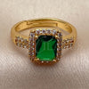 Anillo Multi Piedra 01.282.0027 Oro Laminado, Diseño de Cluster, con Zirconia Cubica Verde y Blanca, Pulido, Tono Dorado (Talla Unica)