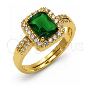 Anillo Multi Piedra 01.282.0027 Oro Laminado, Diseño de Cluster, con Zirconia Cubica Verde y Blanca, Pulido, Tono Dorado (Talla Unica)