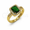 Anillo Multi Piedra 01.282.0027 Oro Laminado, Diseño de Cluster, con Zirconia Cubica Verde y Blanca, Pulido, Tono Dorado (Talla Unica)