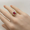 Anillo Multi Piedra 01.282.0028 Oro Laminado, Diseño de Cluster, con Zirconia Cubica Granate y Blanca, Pulido, Tono Dorado (Talla Unica)