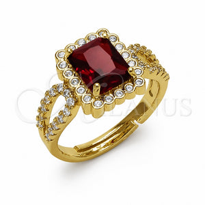 Anillo Multi Piedra 01.282.0028 Oro Laminado, Diseño de Cluster, con Zirconia Cubica Granate y Blanca, Pulido, Tono Dorado (Talla Unica)