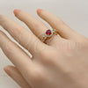 Anillo Multi Piedra 01.282.0029 Oro Laminado, Diseño de Cluster y Baguette, con Zirconia Cubica Granate y Blanca, Pulido, Tono Dorado (Talla Unica)