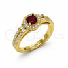 Anillo Multi Piedra 01.282.0029 Oro Laminado, Diseño de Cluster y Baguette, con Zirconia Cubica Granate y Blanca, Pulido, Tono Dorado (Talla Unica)