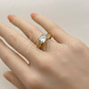 Anillo Multi Piedra 01.282.0030 Oro Laminado, Diseño de Corazón, con Zirconia Cubica Blanca, Pulido, Tono Dorado (Talla Unica)