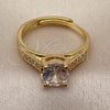Anillo Multi Piedra 01.282.0030 Oro Laminado, Diseño de Corazón, con Zirconia Cubica Blanca, Pulido, Tono Dorado (Talla Unica)