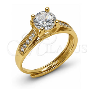 Anillo Multi Piedra 01.282.0030 Oro Laminado, Diseño de Corazón, con Zirconia Cubica Blanca, Pulido, Tono Dorado (Talla Unica)