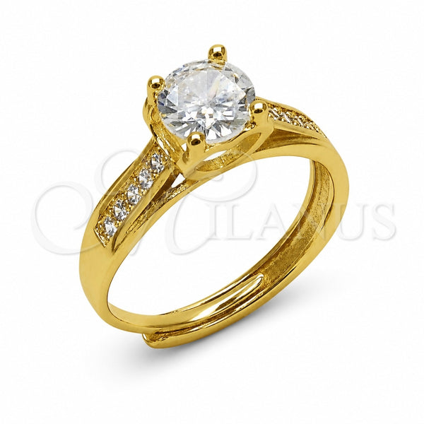 Anillo Multi Piedra 01.282.0030 Oro Laminado, Diseño de Corazón, con Zirconia Cubica Blanca, Pulido, Tono Dorado (Talla Unica)